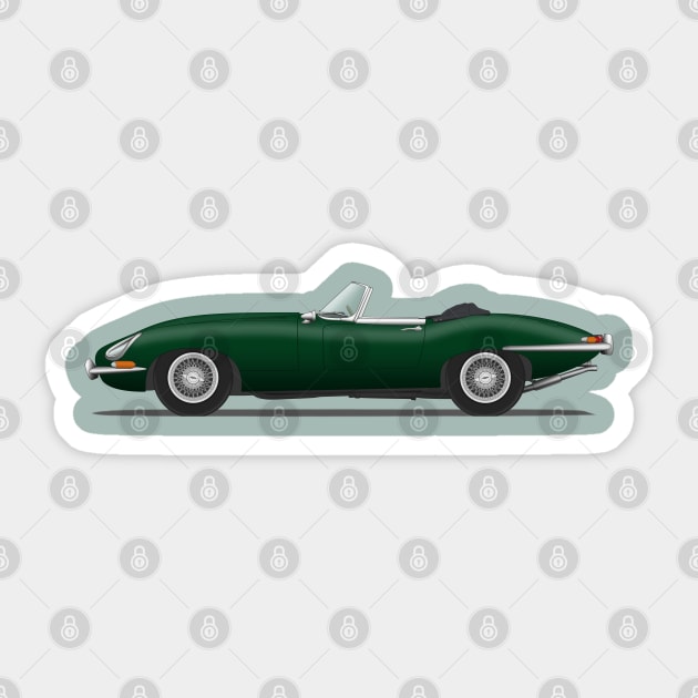 Jaguar E Type Roadster British Racing Green Sticker by SteveHClark